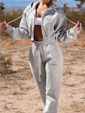 Matte Collection Women's Light Gray High-Waist Jogger Pants